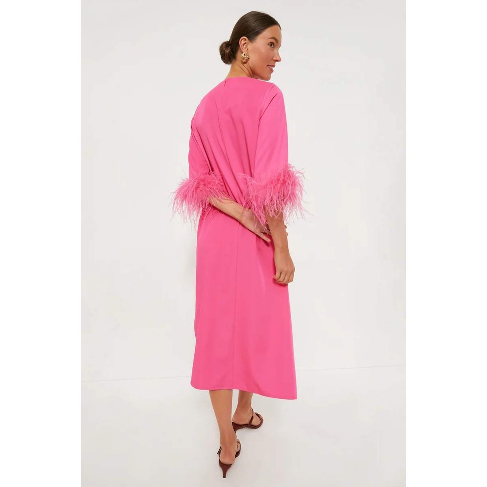 Tuckernuck Hot Pink Feather Jamie Dress Womens Hot Pink Size Medium - Picture 3 of 8
